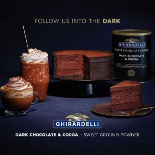 Ghirardelli Sweet Ground Dark Chocolate & Cocoa Powder, 3 Pound Can (Pack of 1) with Ghirardelli Stamped Barista Spoon - Image 2