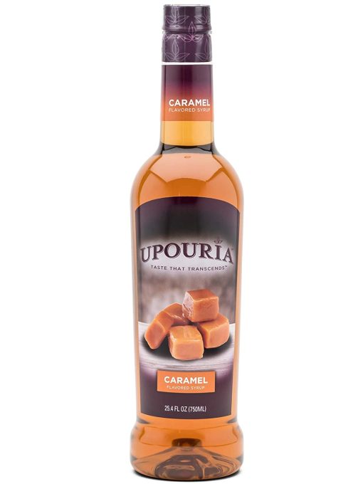 Upouria Caramel Coffee Syrup Flavoring, 100% Vegan, Gluten-Free, Kosher, 750 mL Bottle - Pump Sold Separately