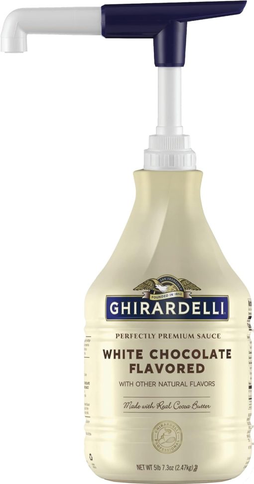 Ghirardelli White Chocolate Flavored Sauce 87.3 Ounce with Ghirardelli Pump and Spoon - Image 9