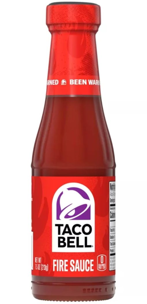 Taco Bell Fire Sauce 7.5 Ounce (Pack of 4) with By The Cup 2 Go Keychains 1.69 Fl oz and 1 Fl oz Mini Sauce Bottles - Image 2