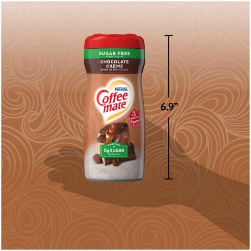 Coffee mate Chocolate Creme Sugar Free Powdered Creamer, 10.2 oz Canister (Pack of 3) with By The Cup Travel Cup - Image 9