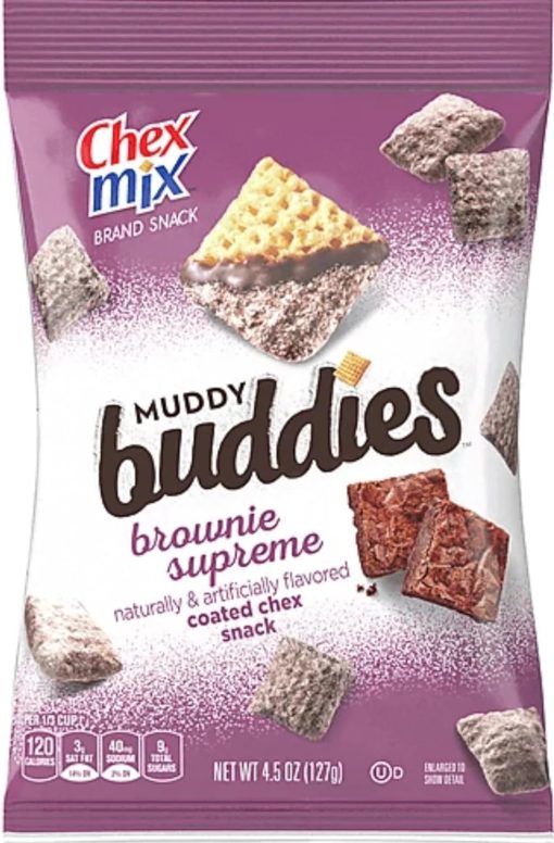 By The Cup Bag Clip with Muddy Buddies Variety Pack, Peanut Butter & Chocolate Flavor 4.5 oz, Cookies & Cream 4.25 oz, Brownie Supreme 4.5 oz Bags, 1 of Each, (Pack of 3) - Image 2