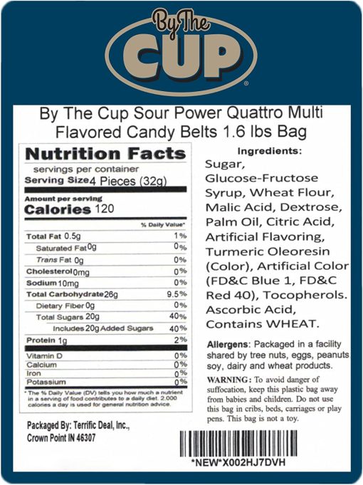 By The Cup Sour Power Quattro Multi Flavored Candy Belts 1.6 lbs Bag - Image 8