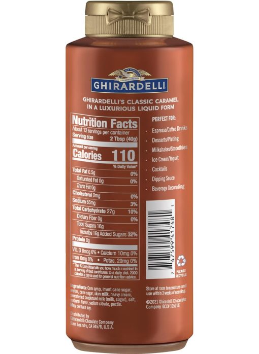 Ghirardelli Chocolate, Caramel, White Chocolate and Sea Salt Caramel Flavored Sauce 16 oz Bottles (Pack of 4) with Ghirardelli Stamped Barista Spoon - Image 6