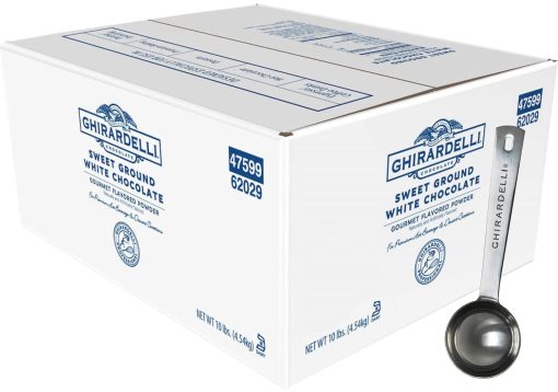 Ghirardelli Sweet Ground White Chocolate Flavored Gourmet Powder Beverage Mix, 10 Pound Box with Ghirardelli Stamped Barista Spoon