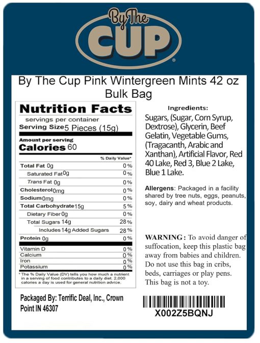 By The Cup Pink Wintergreen Mints, 2.62 Pound Bulk Bag - Image 3