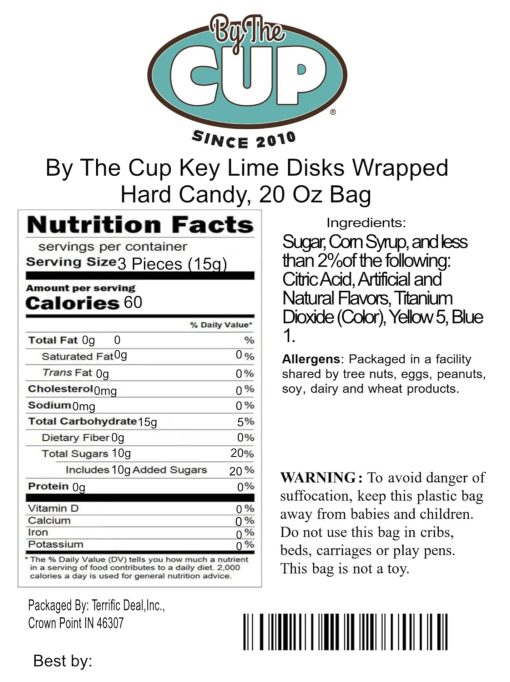 By The Cup Key Lime Disks, Individually Wrapped Hard Candy, 20 Oz Bag - Image 3