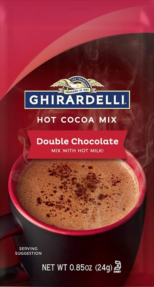 Ghirardelli Double Chocolate Hot Cocoa Mix, 3 Pound Box, (Approximately 43) 0.85 oz Packets with By The Cup Cocoa Scoop - Image 2