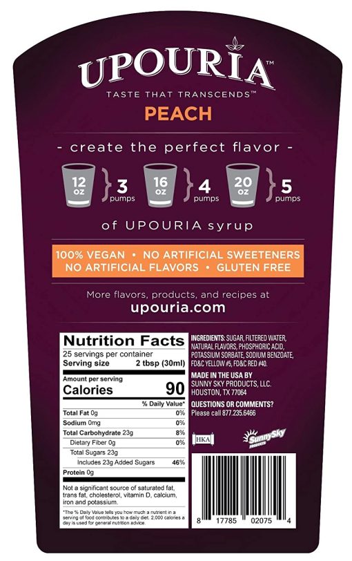 Upouria Coffee & Tea Syrup Variety Pack, Raspberry, Mango, and Peach Flavoring, 100% Vegan, Gluten-Free, Kosher, 750 mL Bottles with 3 - By The Cup Coffee Syrup Pumps - Image 9