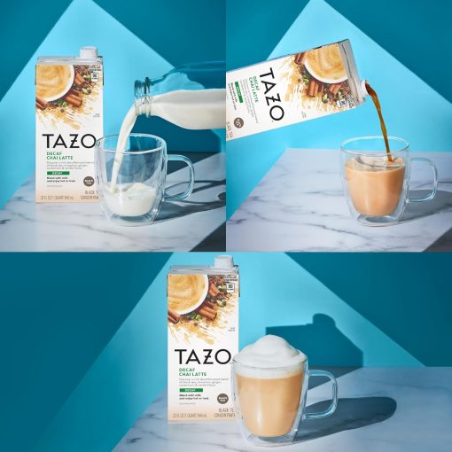 TAZO Decaffeinated Chai Latte Black Tea Concentrate (Pack of 2), 32 oz with By The Cup Coasters - Image 5