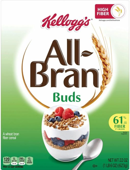 Kellogg's All-Bran Buds Cereal, 22 Ounce Box (Pack of 2) with By The Cup Cereal Bowl - Image 2