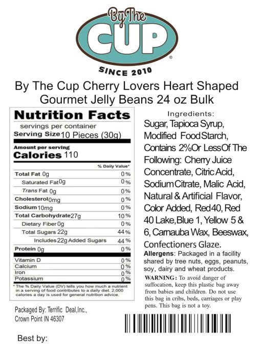 Cherry Lovers Heart Shaped Gourmet Jelly Beans, 24 oz By The Cup Bulk Bag - Image 2