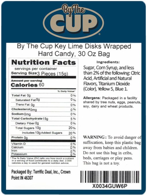 By The Cup Key Lime Disks, Individually Wrapped Hard Candy, 30 Oz Bag - Image 2