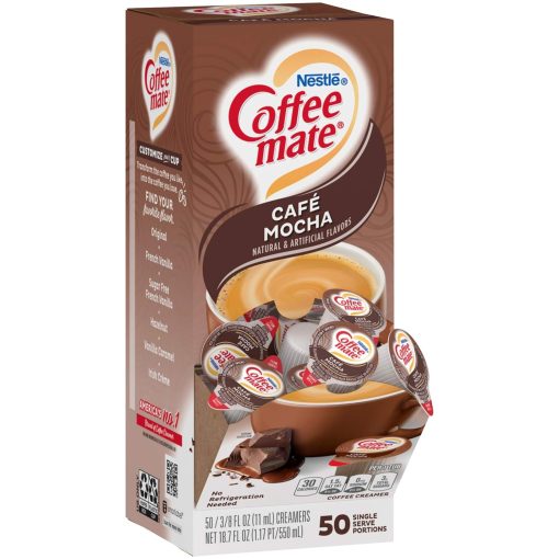 Nestle Coffee mate Liquid Coffee Creamer Singles, Café Mocha, 50 Ct Box with By The Cup Coffee Scoop - Image 2