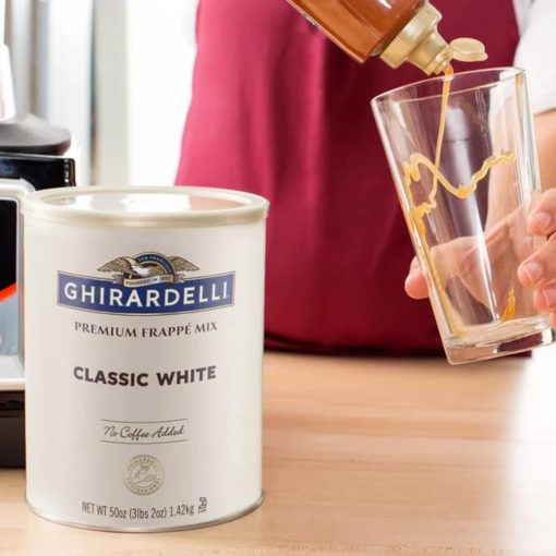 Ghirardelli Classic White Premium Frappé Mix, 3.12 lb Can with Ghirardelli Stamped Barista Spoon - Image 5