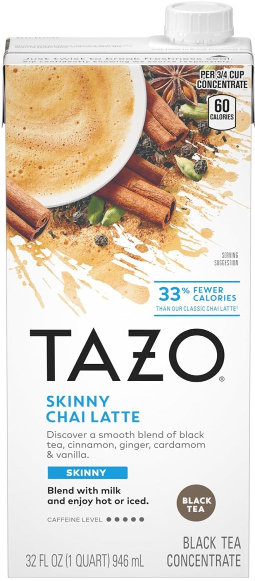 TAZO Skinny Chai Latte Black Tea Concentrate, 32 oz (Pack of 2) with By The Cup Coasters - Image 2