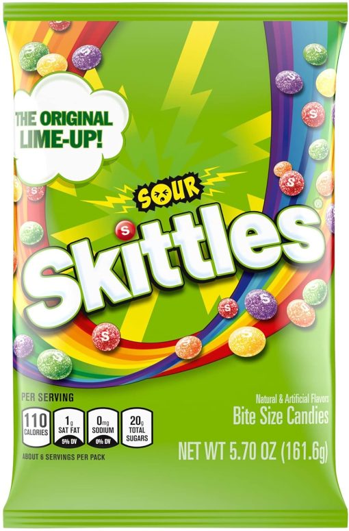 Sour Skittles Candy, 5.7 Ounce (Pack of 3) with By The Cup Bag Clip - Image 2