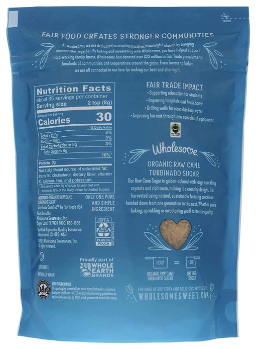 Wholesome Organic Turbinado Raw Cane Sugar 1.5 Pound (Pack of 2) with By The Cup Measuring Spoons - Image 7