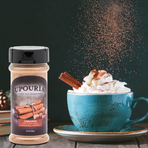 Sunny Sky Upouria Coffee Topping Variety Pack - Chocolate, Cookies N Cream, French Vanilla and Cinnamon with Brown Sugar - 5.5 Ounce Shakeable Topping Jars - (Pack of 4) - Image 3