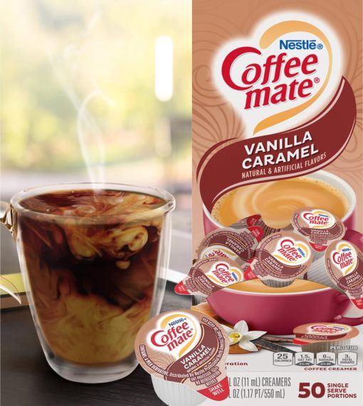 Nestle Coffee mate Liquid Coffee Creamer Singles, Vanilla Caramel, 50 Ct Box with By The Cup Coffee Scoop - Image 4