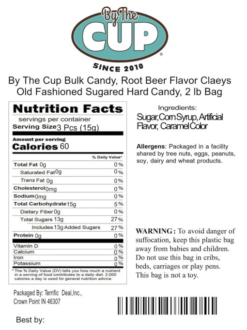 Claeys Old Fashioned Hard Candy, Root Beer Flavor, 2 lb By The Cup Bulk Bag - Image 2