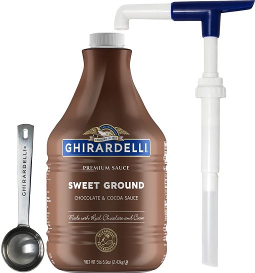 Ghirardelli Sweet Ground Chocolate & Cocoa Sauce 85.9 Ounce with Ghirardelli Pump and Spoon