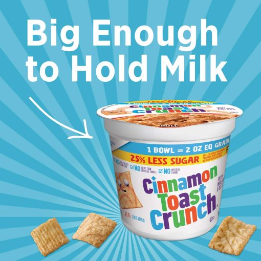 Cinnamon Toast Crunch and Cocoa Puffs (Pack of 6) Cereal Bowl Variety Pack, 25% Less Sugar, 3 of each 2 oz Cup with 2 By The Cup Mood Spoons - Image 5