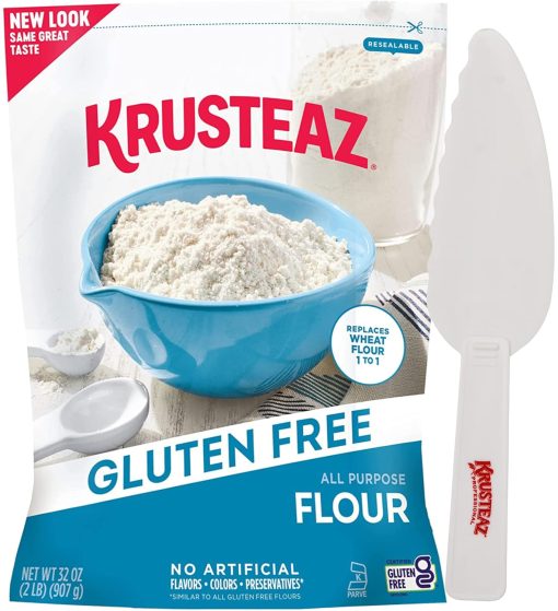 Krusteaz Gluten Free All Purpose Flour 32 oz Resealable Bag with Krusteaz Pastry Knife