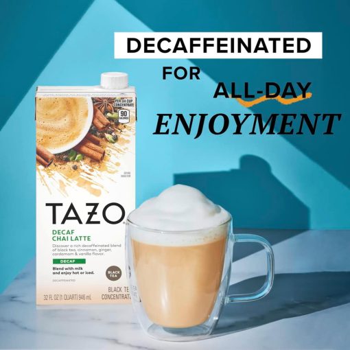 TAZO Decaffeinated Chai Latte Black Tea Concentrate (Pack of 2), 32 oz with By The Cup Coasters - Image 4