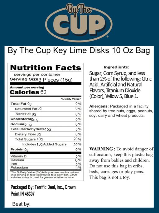 By The Cup Key Lime Disks, Individually Wrapped Hard Candy, 10 Oz Bag - Image 3