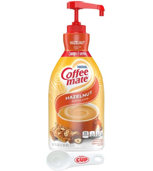 Coffee mate Hazelnut Liquid Concentrate, 1.5 Liter Pump Bottle with By The Cup Coffee Scoop