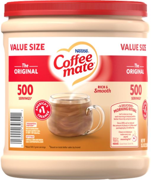 Coffee mate Original Powder Creamer, 35.3 oz Canister (Pack of 2) with By The Cup Stainless Steel Measuring Spoons - Image 2