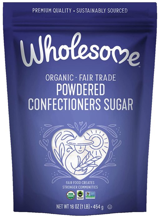 Wholesome Organic Powdered Confectioners Sugar 1 Pound (Pack of 2) with By The Cup Swivel Measuring Spoons - Image 2