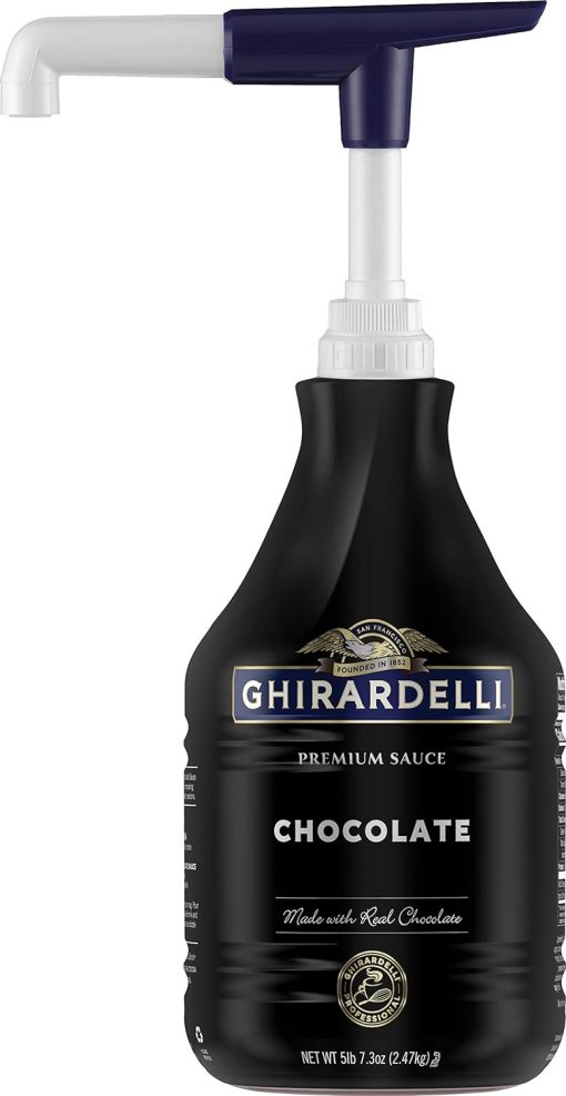 Ghirardelli Black Label Chocolate Sauce 87.3 Ounce with Ghirardelli Pump and Spoon - Image 9