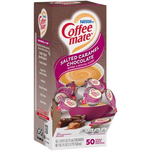 Nestle Coffee mate Liquid Coffee Creamer Singles, Salted Caramel Chocolate, 50 Ct Box with By The Cup Coffee Scoop - Image 2