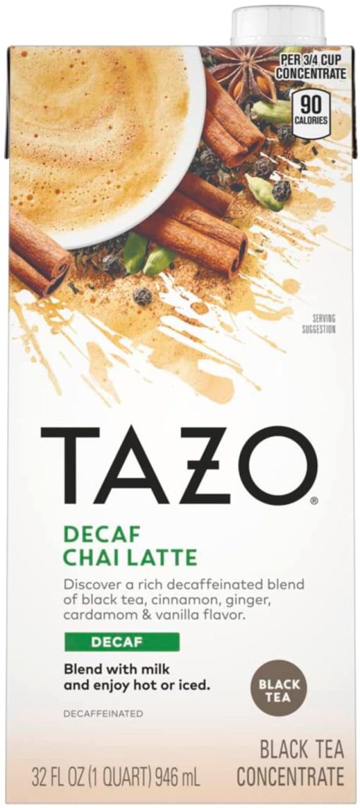 TAZO Decaffeinated Chai Latte Black Tea Concentrate (Pack of 2), 32 oz with By The Cup Coasters - Image 2