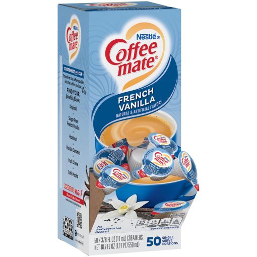 Nestle Coffee mate Liquid Coffee Creamer Singles, French Vanilla, 50 Ct Box with By The Cup Coffee Scoop - Image 2