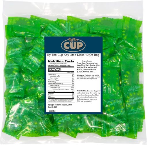 By The Cup Key Lime Disks, Individually Wrapped Hard Candy, 10 Oz Bag