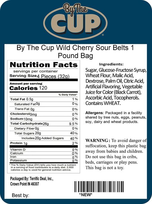 By The Cup Wild Cherry Sour Belts 1 Pound Bag - Image 7