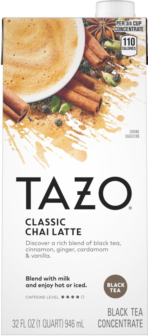 TAZO Classic Chai Latte Black Tea Concentrate, 32 oz (Pack of 2) with By The Cup Coasters - Image 2