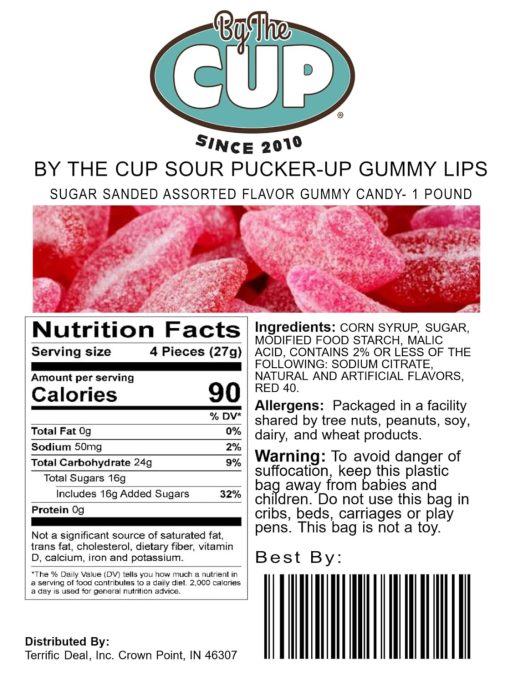 By The Cup Sour Pucker-up Gummy Lips 1 lb, Pack of 1 - Image 3