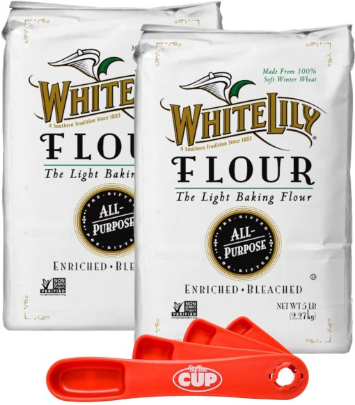 White Lily All Purpose Flour 5 lb Bag (Pack of 2) By The Cup Swivel Spoons