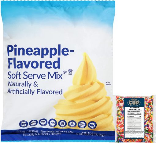 By The Cup Rainbow Sprinkles and Pineapple Soft Serve Bundle, 4.40 Pound Bag with 4 oz Bag Sprinkles