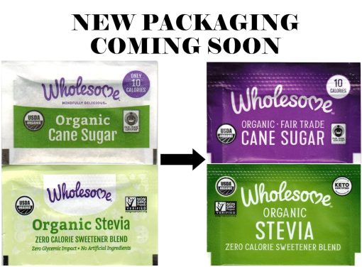 Wholesome Sugar Packet Variety - Organic Cane, Natural Raw Turbinado, Organic Stevia Zero Calorie Sweetener, By The Cup Sugar Packets - 50 Packets of Each (Pack of 200) - Image 2