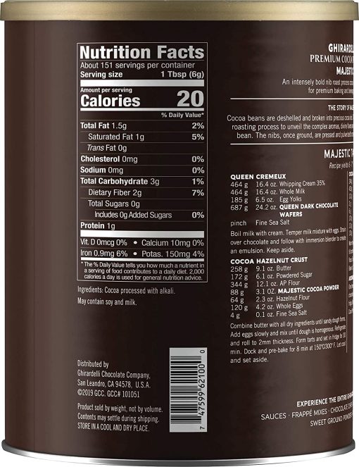 Ghirardelli Majestic Premium Cocoa Powder, 32 Ounce Can (Pack of 2) with Ghirardelli Stamped Barista Spoon - Image 2