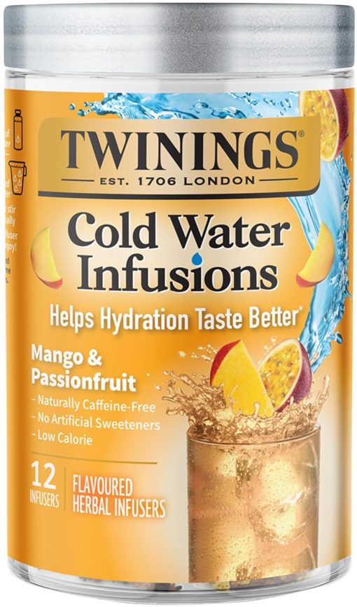 Twinings Cold Infuse Flavoured Cold Water Enhancer Mango & Passionfruit (Pack of 2) with By The Cup Coasters - Image 2