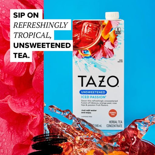 TAZO Unsweetened Iced Passion Herbal Tea Concentrate, 32 fl oz (Pack of 2) with By The Cup Coasters - Image 5