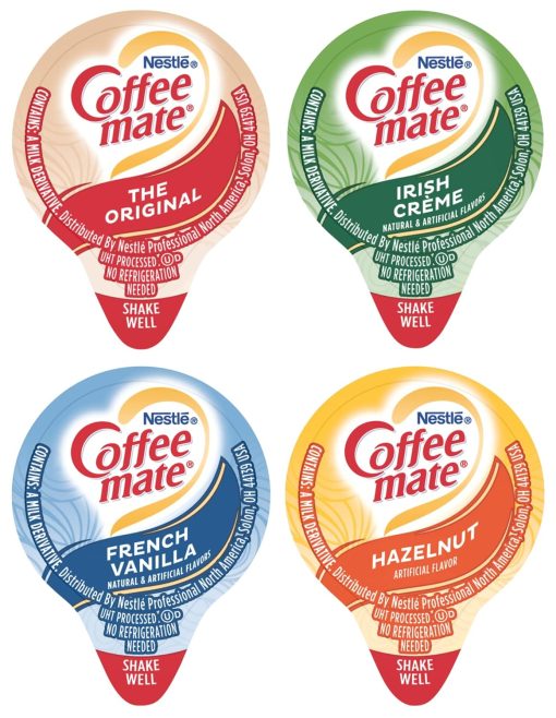 Coffee mate Liquid .375oz Variety Pack (4 Flavor) 100 Count includes Original, French Vanilla, Hazelnut, Irish Creme & By The Cup Sugar Packets - Image 2