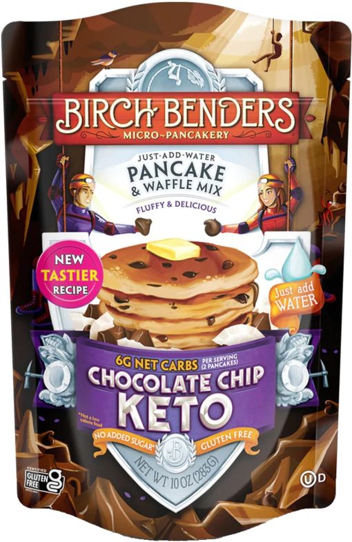 Birch Benders Keto Chocolate Chip Pancake and Waffle Mix, 10oz (Pack of 2) with By The Cup Swivel Spoons - Image 2