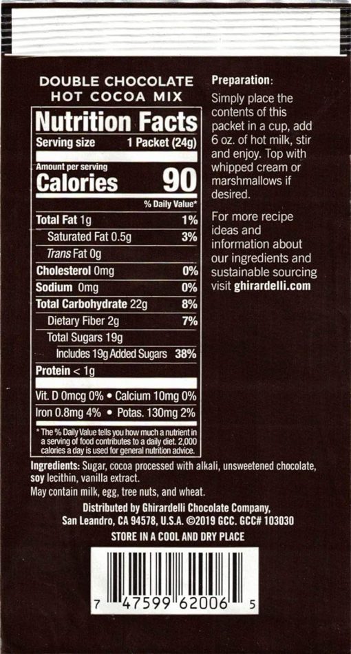 Ghirardelli Double Chocolate Hot Cocoa Mix, 0.85 oz Packets (Pack of 25) with By The Cup Cocoa Scoop - Image 6